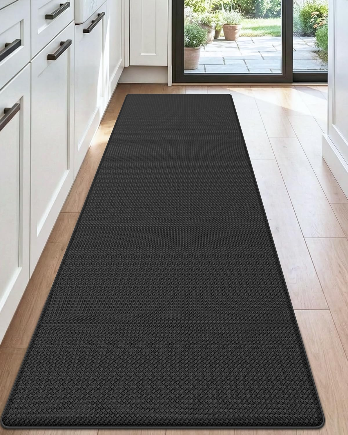 DEXI Kitchen Floor Mats Cushioned anti Fatigue,17X59, Standing Runner Rug Waterproof, Comfort Memory Foam Padded for Front Sink Laundry, Black