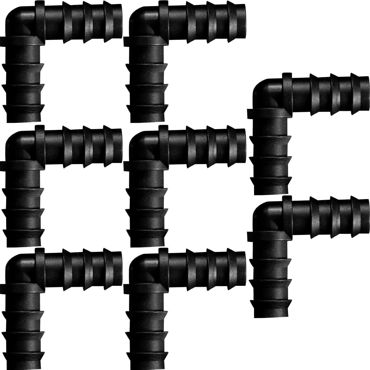 8 Pieces 1/2 Inch Drip Irrigation Fittings Parts Soaker Hose Repair Kit Inline Barb Drip Irrigation Hose Connectors Plastic Tubing End Stop for Garden Lawn Sprinkler Systems(Elbow)