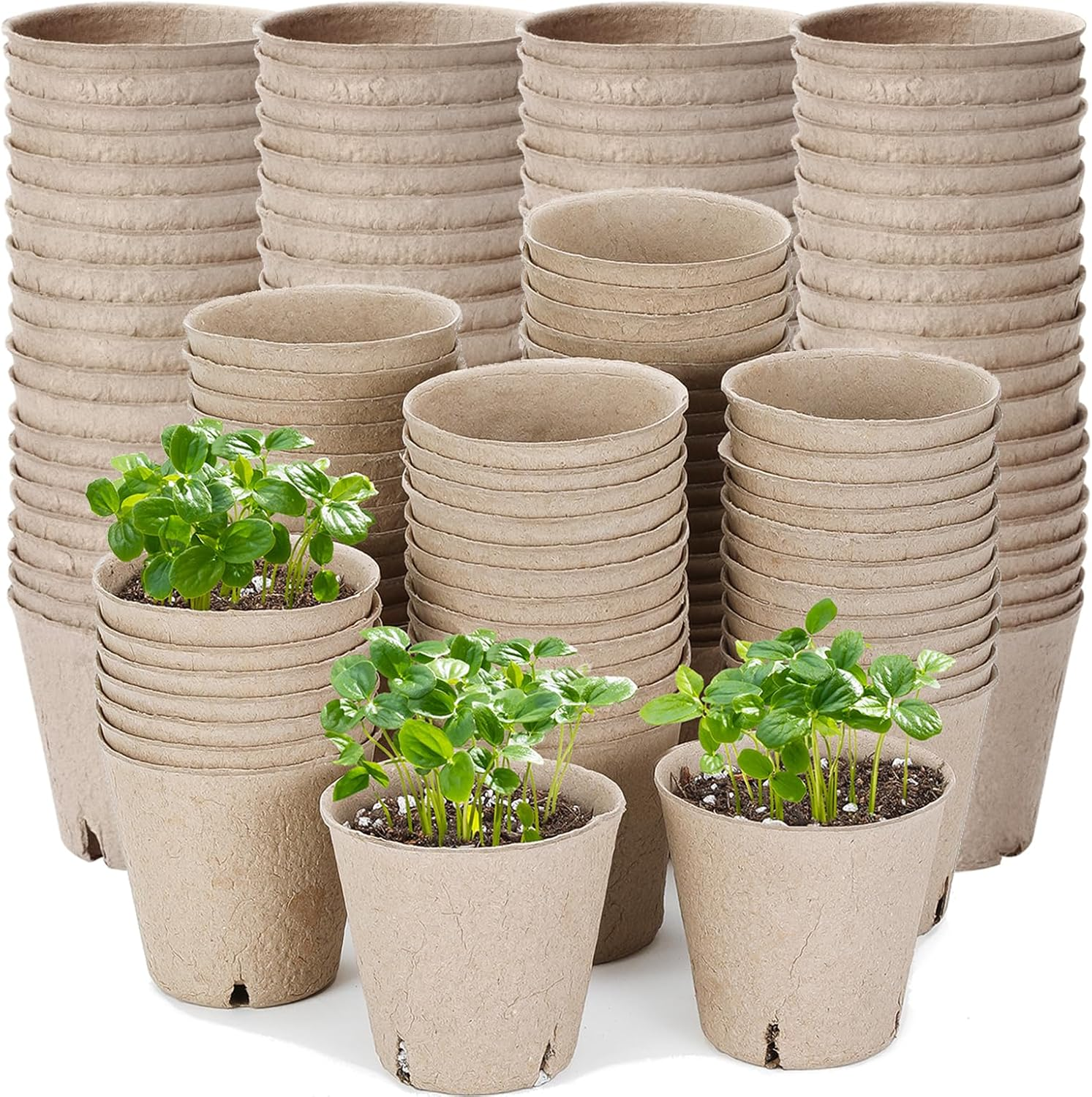100pcs Peat Pots for Seedlings, 3.15 Inch Biodegradable Small Nursery Pots for Plants