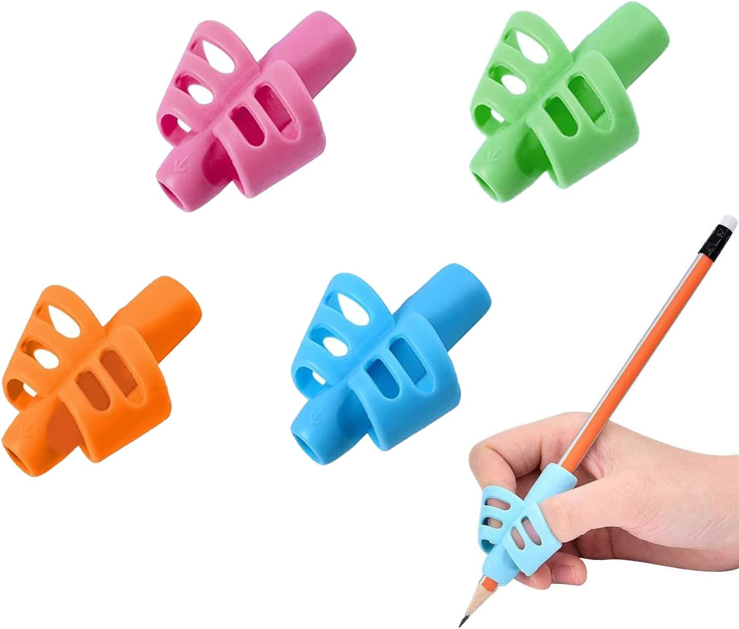 YYST 4 Stück Schreibhilfe Für Stift Kinder,Pencil Grips for Kids,Ergonomische Bleistift Griffe Silikon,Schreiben Haltungskorrektur Werkzeug Für Bleistifte(4 Farben)