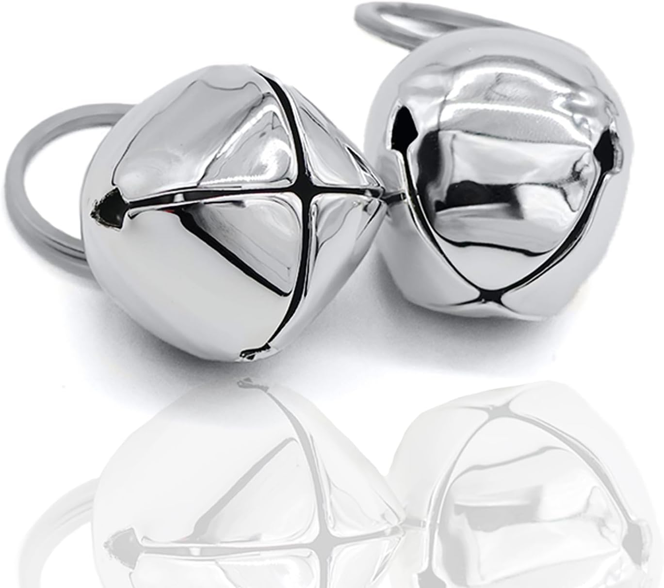 Large Dog Bells, Collar Loud Bells, Pet Tracker & Training, Handmade Metal(Silver)