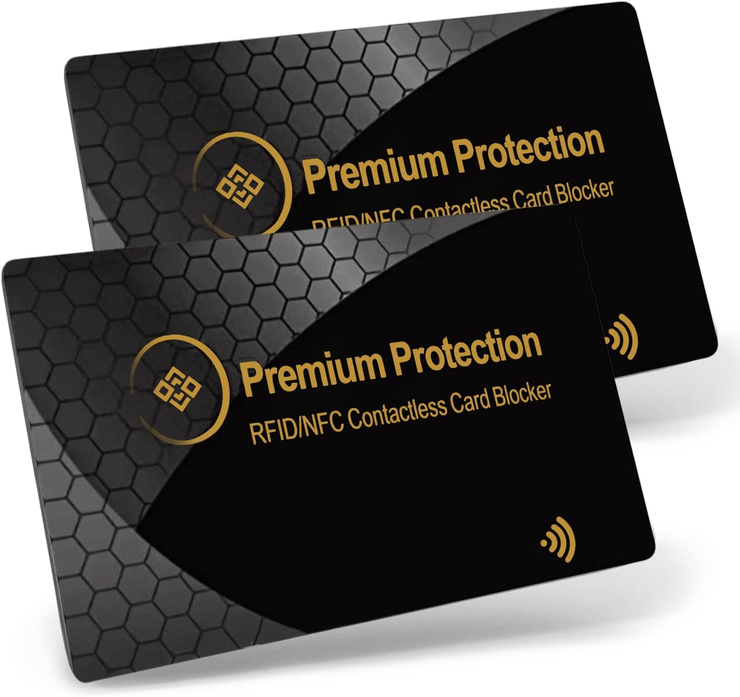 RFID/NFC Anti-Theft Blocking Fraud Protective Cards (Pack of 2) Wallet Protector for Contactless Scam-Proof Credit/Debit Cards, Passports Protection | (Gold)
