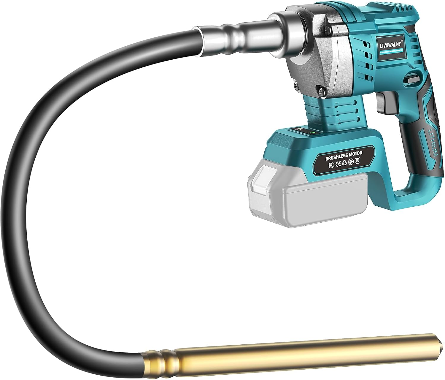 Handheld Concrete Vibrating Tool for Makita 18V Battery, 600W Cordless Electric Concrete Vibrator with 3.8Ft Shaft Rod, 6000RPM Portable Pencil Cement Vibrarator Remove Air Bubble and Mix Concrete