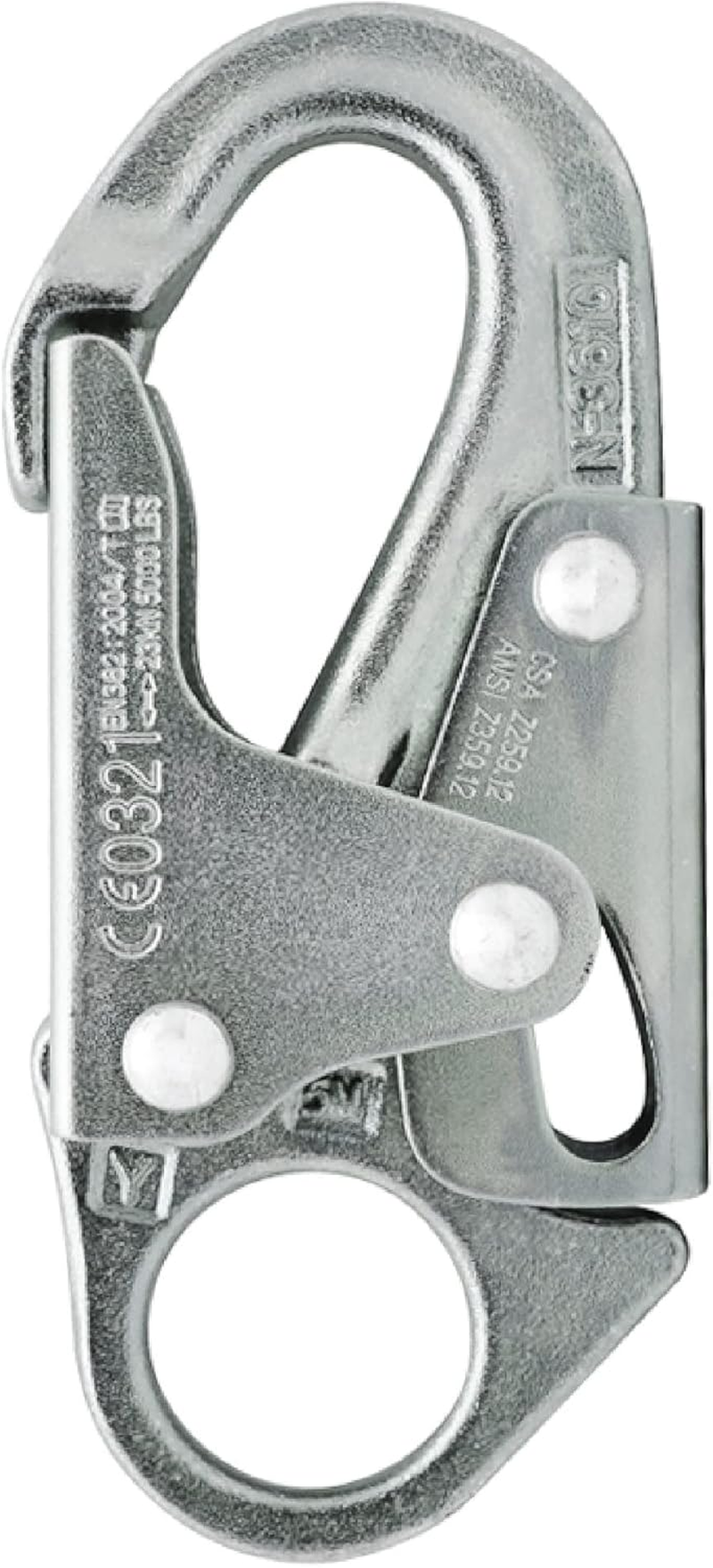Forged Steel Snap Hook 25KN - ® Maxi-2 - Professional Fall Protection Snap Hook - Heavy Duty Carbon Steel - Double-Action Snap Hook for Safety, Climbing, Rappelling - OSHA ANSI Compliant