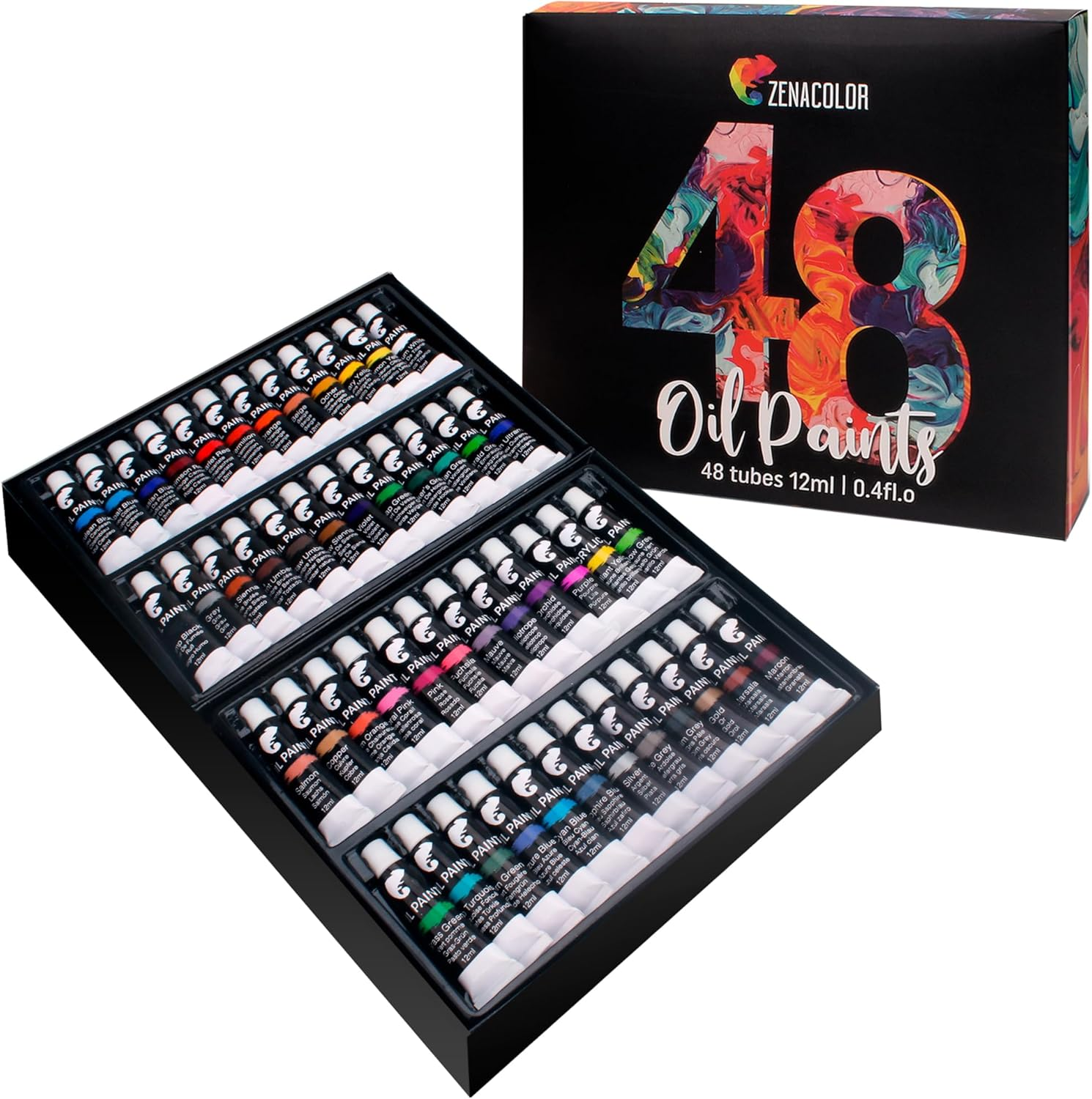 Oil Paint Set 48 X 12Ml (0.4Oz) Pack of 48 Tubes of Oil Paints for Canvas Painting