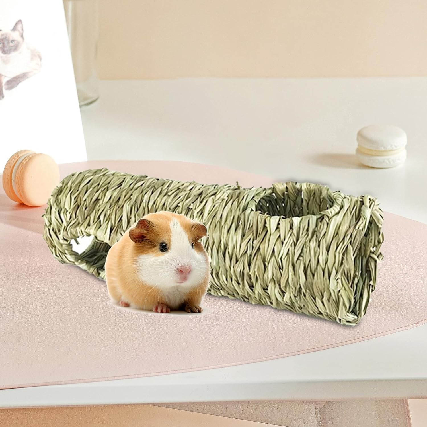 Generic Pet Grass Tunnel Toy Rabbit Tunnel Tube Hut Hay Bed Woven Grass House... - Picture 5 of 9
