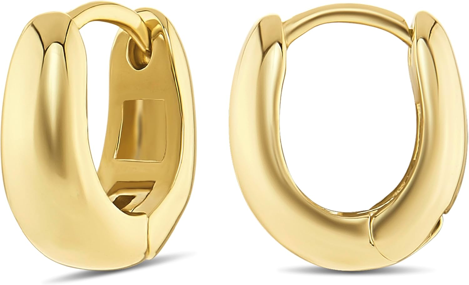 Huggie Hoop Earrings for Women – 14K Gold, Rose Gold, or Silver Plated Small Hoops & Multipacks – Lightweight, Hypoallergenic, Everyday Jewelry
