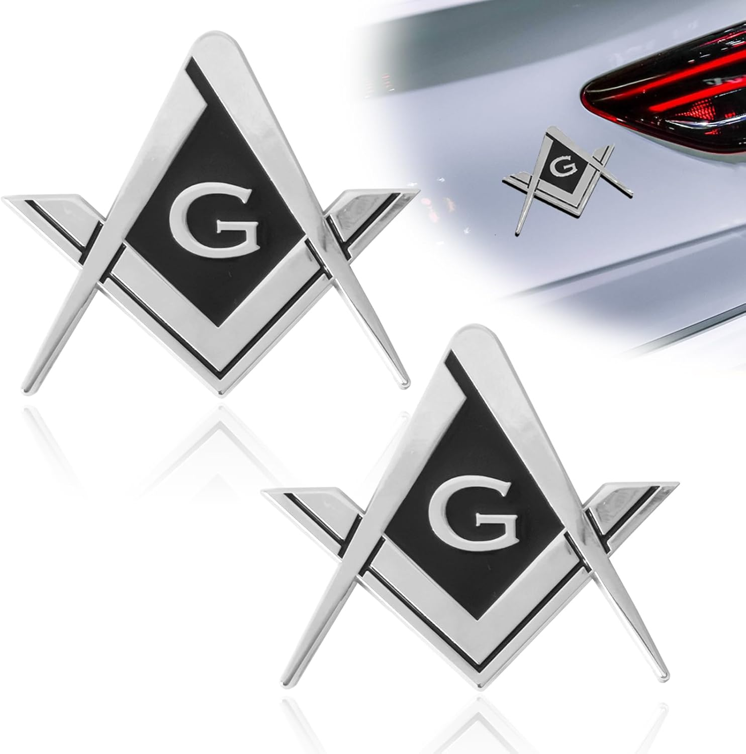 2Pcs Masonic Car Emblem 2.75