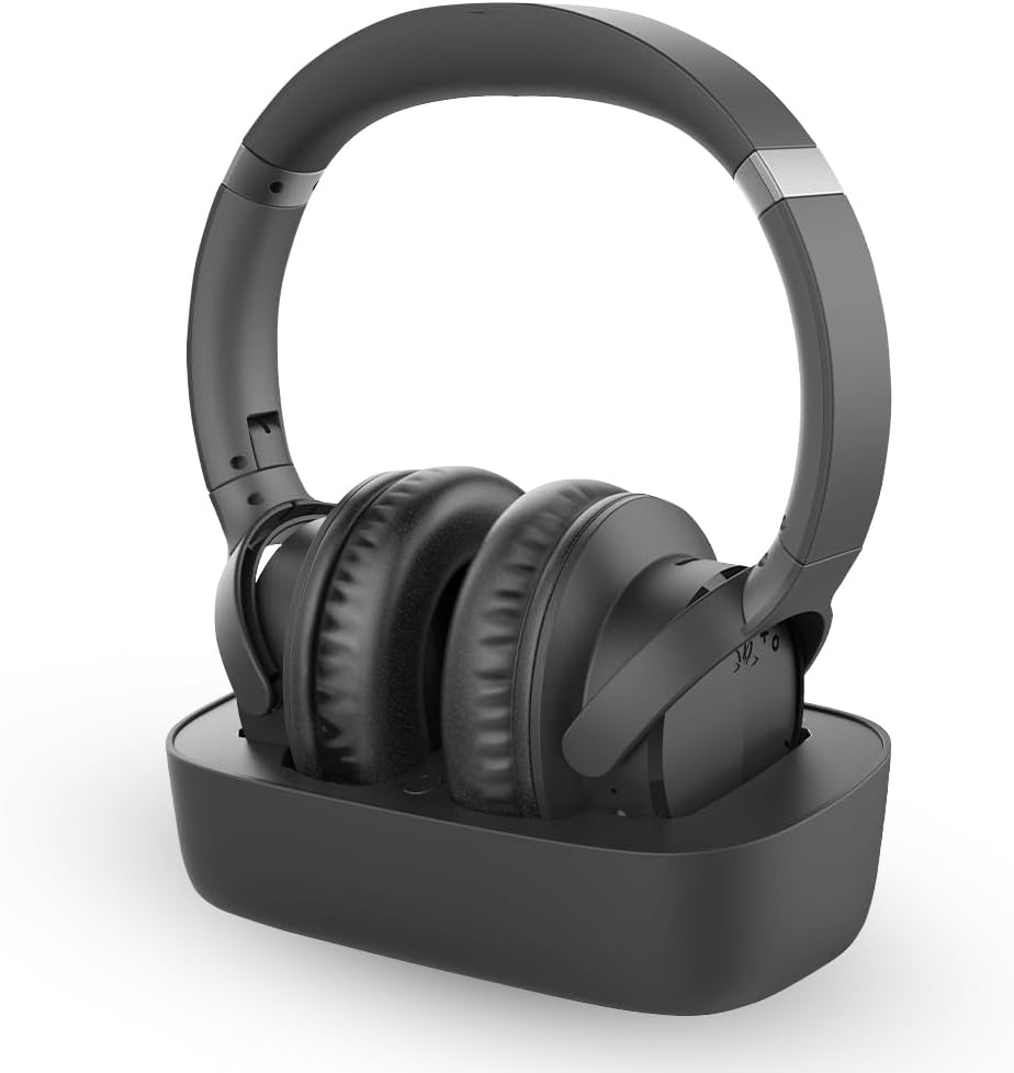 Avantree Ensemble - Wireless TV Headphones Compatible with Tvs with Optical, AUX, or Bluetooth Audio Outputs - Comfortable Headphones for Seniors with Charging Dock & Transmitter and 35Hr Playtime