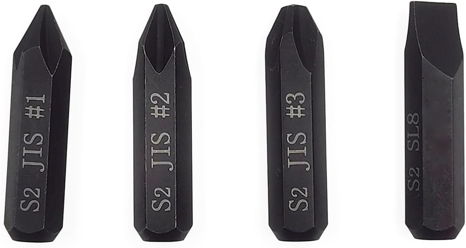 3Pcs JIS Impact Screwdriver Bits and 1Pcs Slotted Impact Bit for