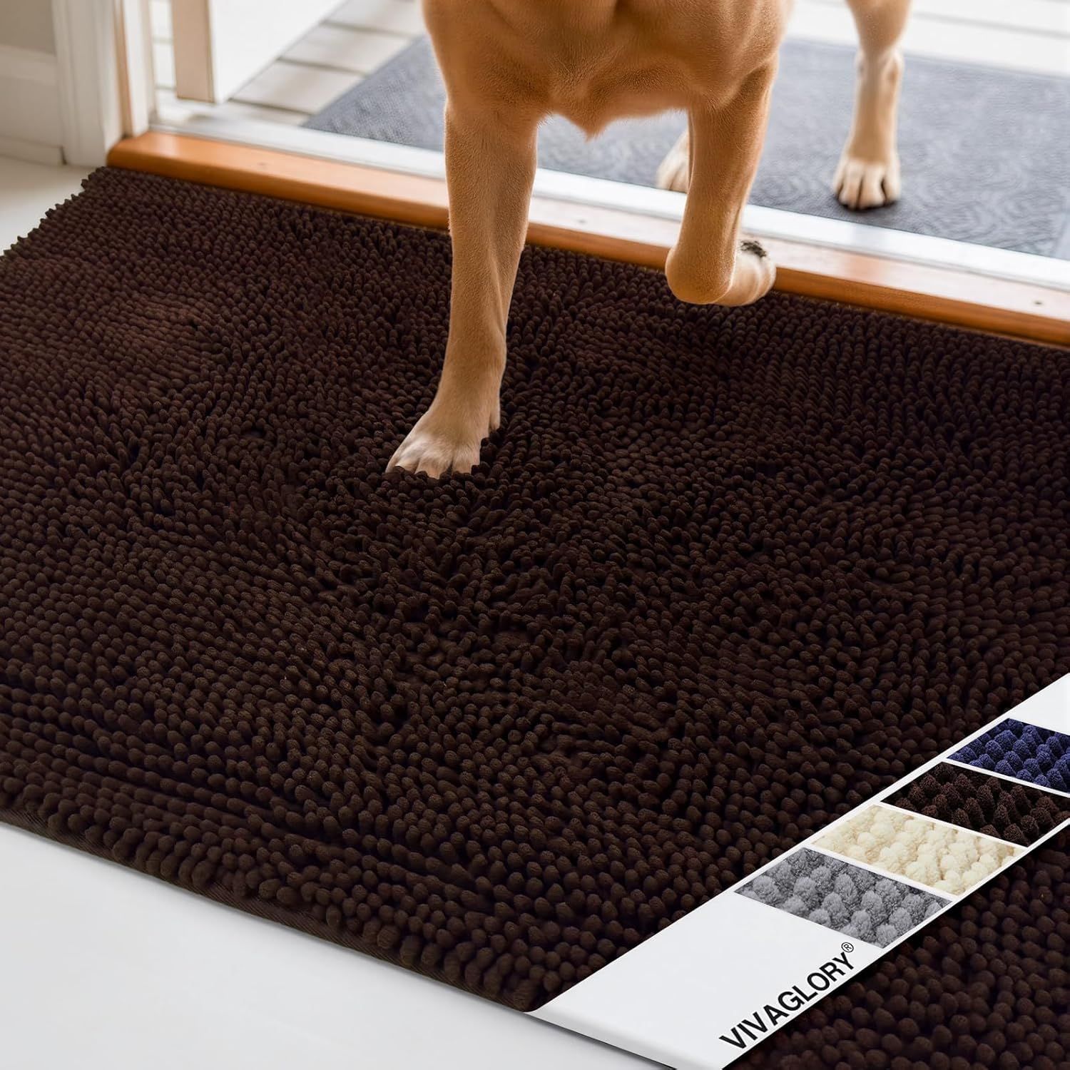 VIVAGLORY Dog Door Mat Absorpmax Dog Rug for Muddy Paw, Mat for Muddy Paw Door Indoor Floor Entryway, Waterproof Washable & Water Absorbent Dirt Trapper, 31" × 20", Grey