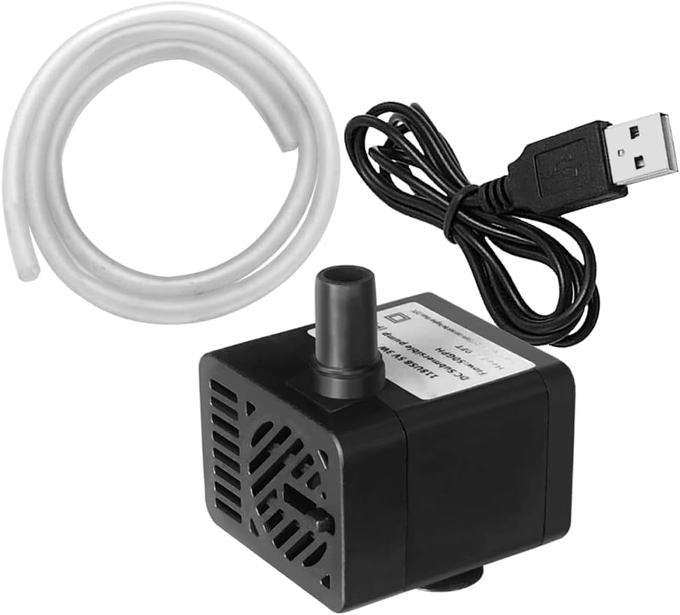 DC 5V USB Mini Submersible Water Pump with Tubing for Pet Fountain, Aquarium Fish Tank, Pond, Fountain, Hydroponics