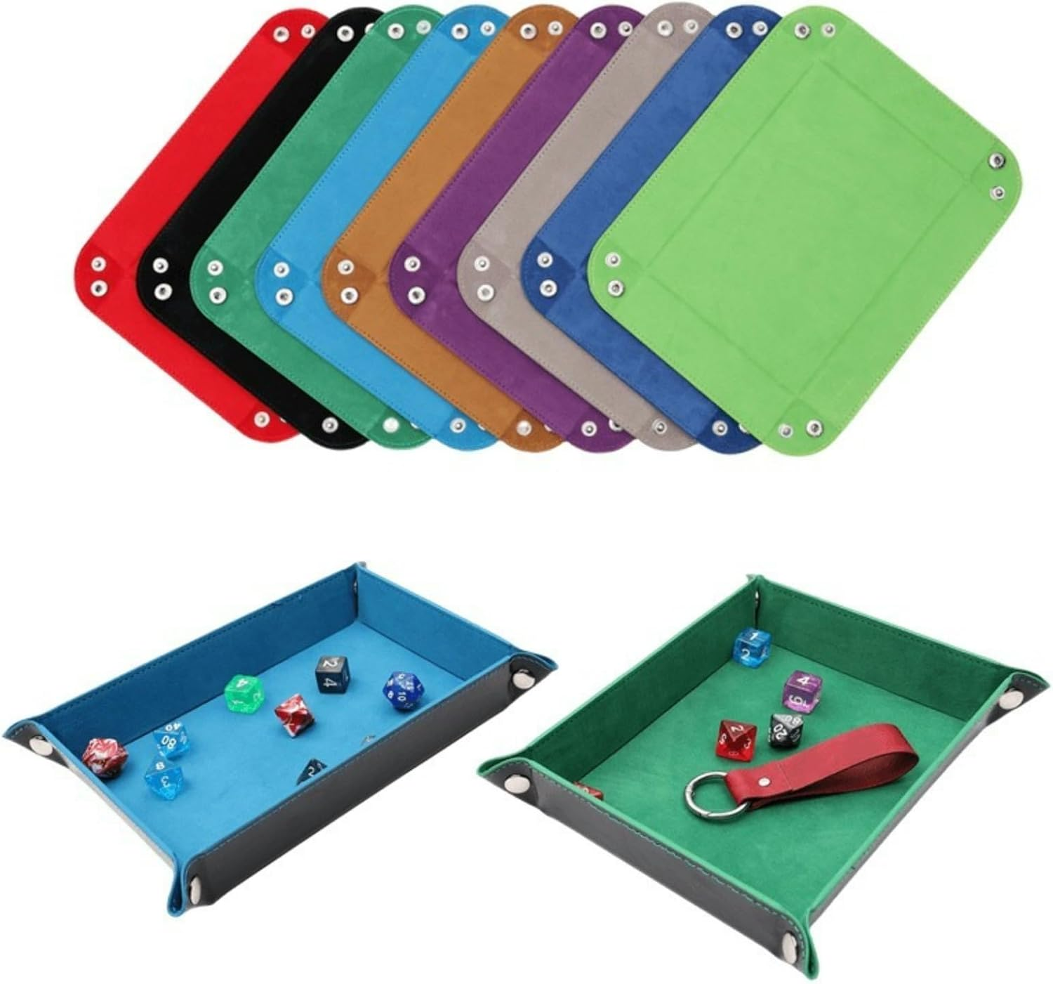HiLLeo DND Dice Tray 2pcs Rectangle Portable Folding Dice Rolling Tray for Du... - Picture 4 of 18
