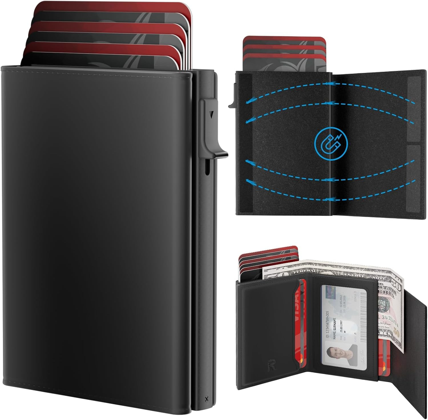 Tarjetero para hombre - Cartera inteligente para hombre, desplegable