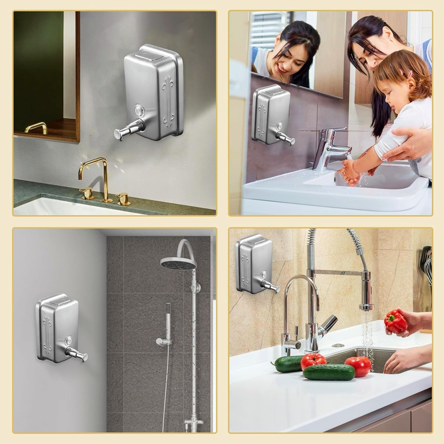Commercial Soap Dispenser Wall Mount Stainless Steel Manual Pump Liquid Rust-... - Picture 9 of 14