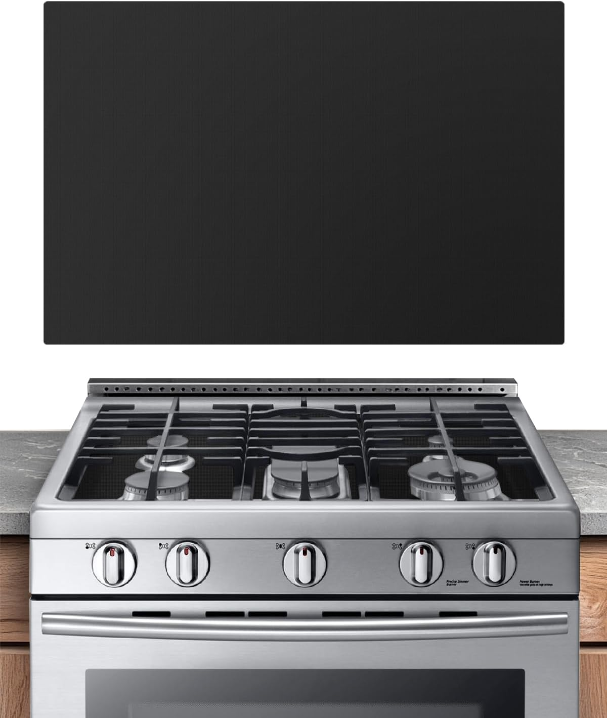 Silicone Stove Cover Gas Stove Top Burner Covers for Samsung Gas Range Stove Guard Reusable,Oven Liners Mat Gas Range Protectors, Non-Stick Washable Keep Stove Clean Black without Hole, 24.4X16.3 Inch