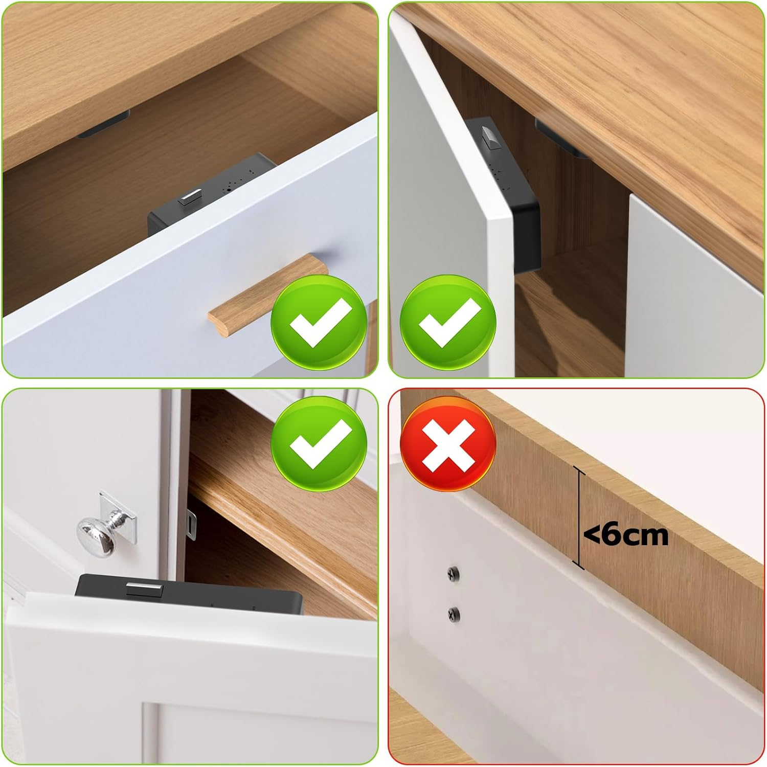 Drawer Lock RFID Card NFC Hidden Cabinet Lock for Kitchen Pantry Furniture eL... - Picture 3 of 14