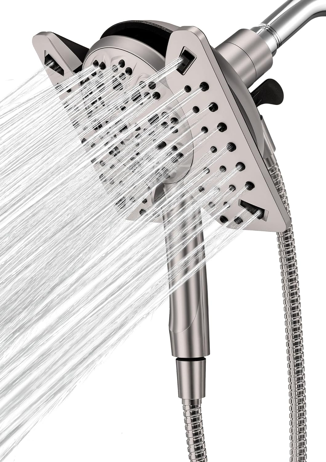 High Pressure Rain Shower Head with Handheld 9 Spray Modes Nickel