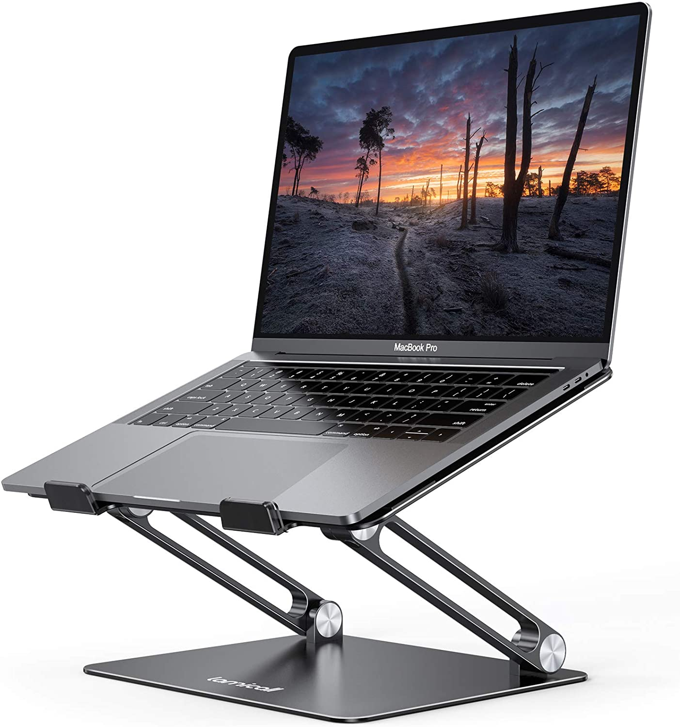 Adjustable Laptop Stand, Portable Laptop Riser, Aluminum Laptop Stand for Desk Foldable, Ergonomic Computer Notebook Stand Holder for MacBook Air Pro and More laptops (10-17.3'') - Black