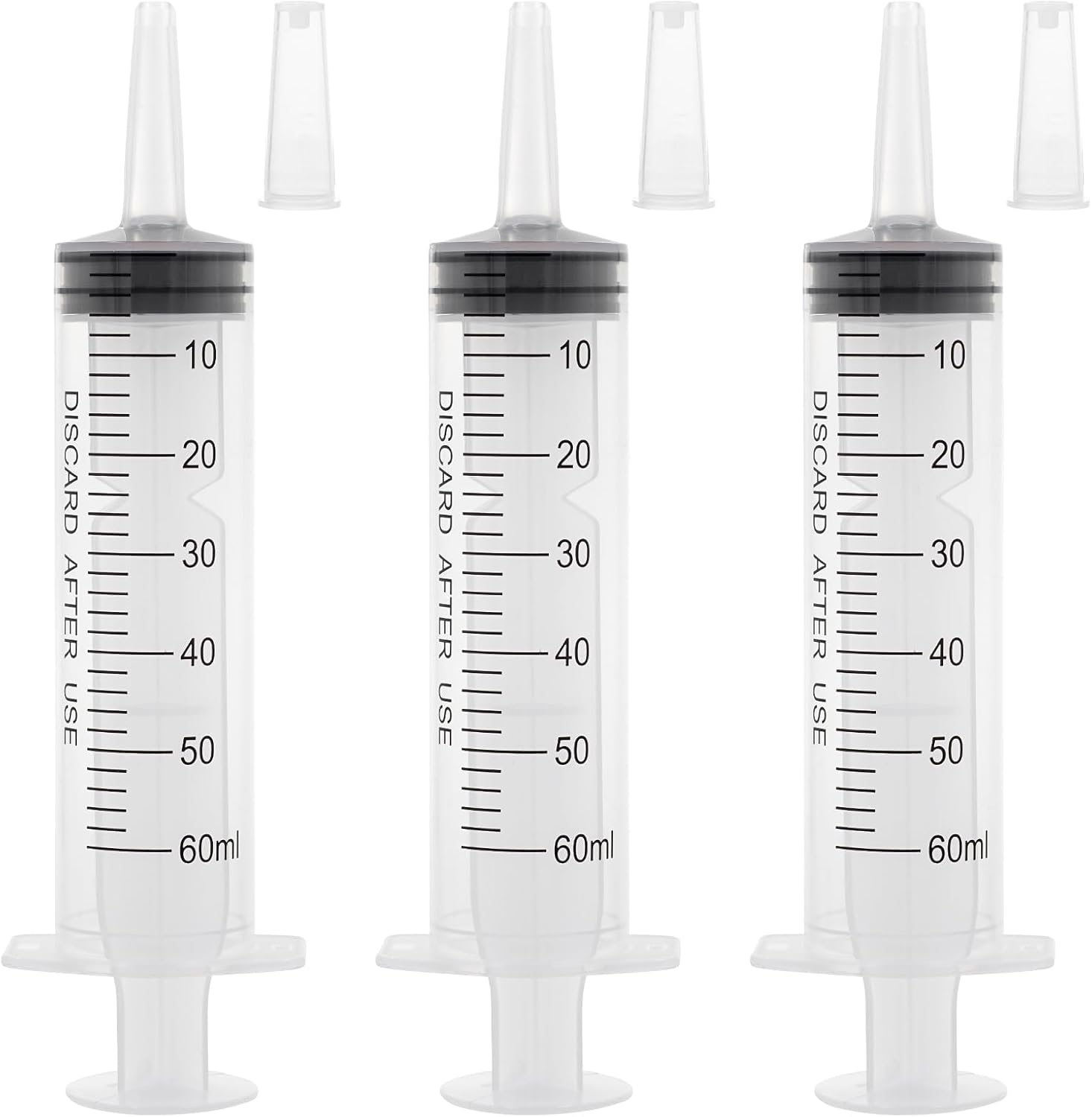 60ML Syringe with Cap, Syringes without Needle, Measurement Applicator (3 Pack)