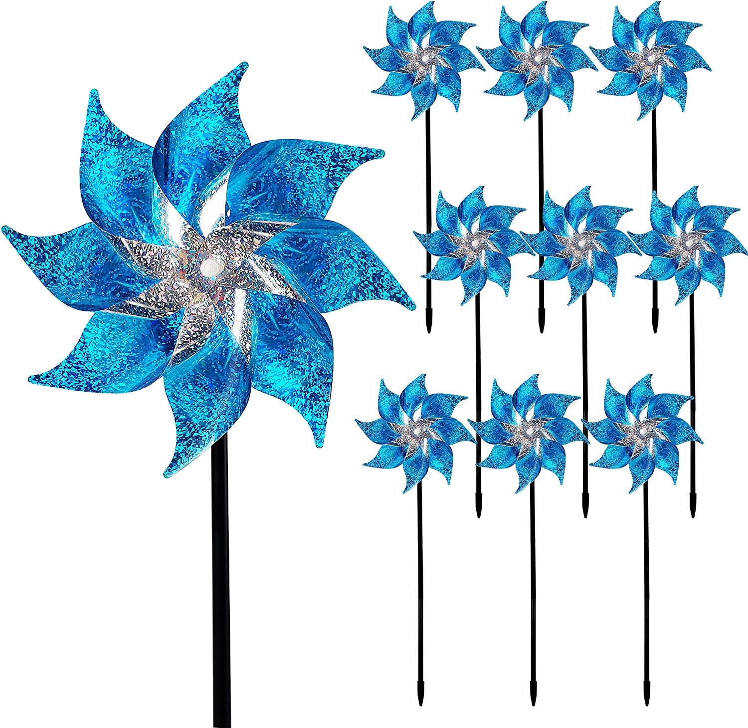Hausse 10 Pack Reflective Pinwheels with Stakes, Extra Sparkly Pinwheel for G... - Picture 9 of 16