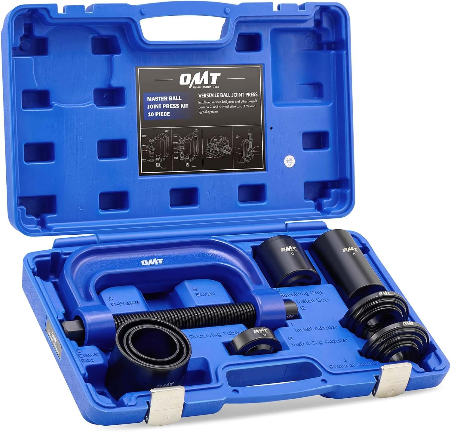 Kit Prensa Para Rótulas 4 En 1 Con Adaptadores | Herramienta De Extracción E Instalación Para Vehículos 2WD Y 4WD – Incluye Estuche