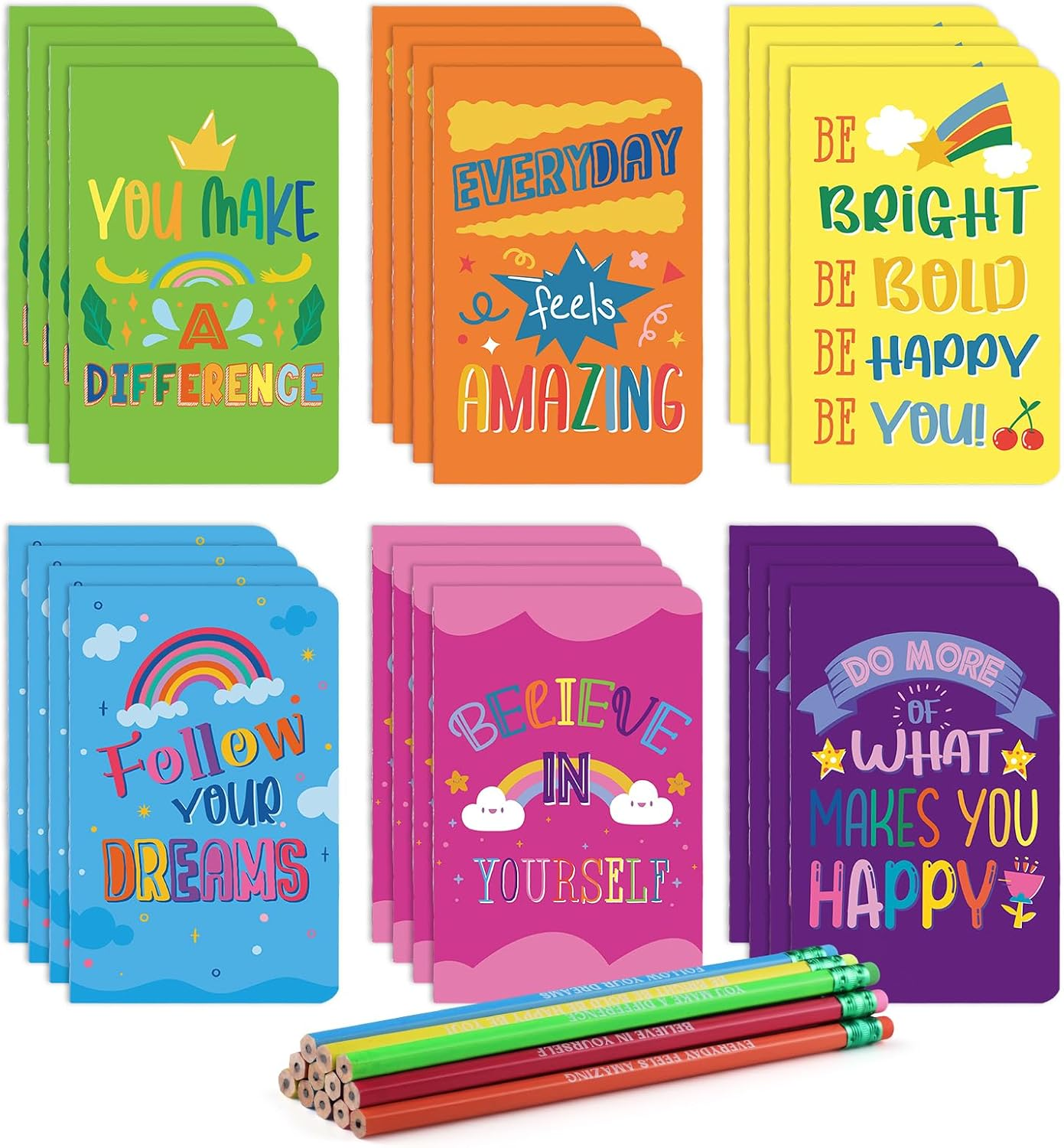 Yoosso 24 Sets A6 Notebooks Bulk with Pencils, Back to School Supplies | Mini Notebook for Party Bags, Teacher Supplies Deals for Students, Birthday Party Bags
