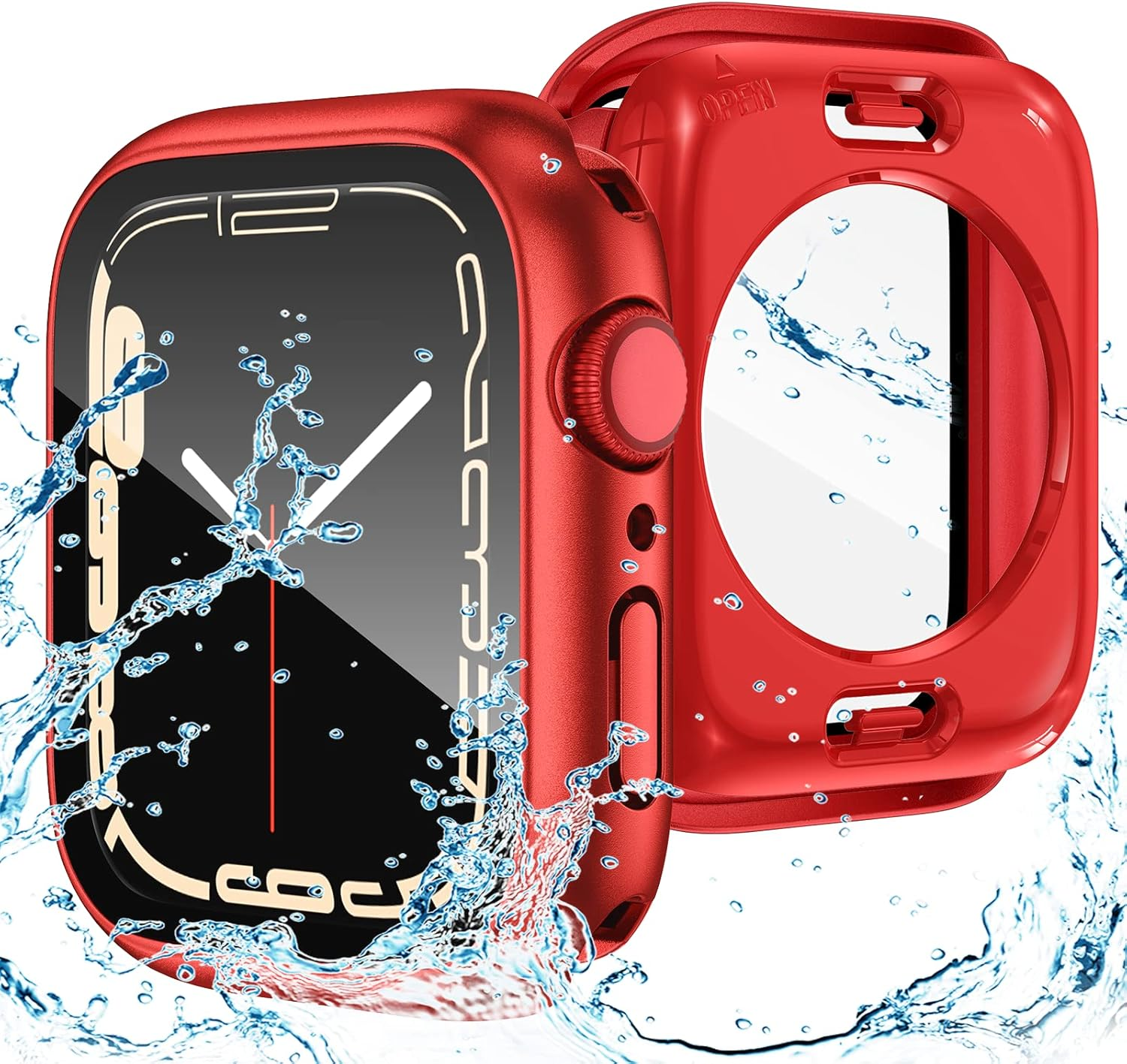 Goton Waterproof Case for Apple Watch Series 9/8/7, 45mm, Red