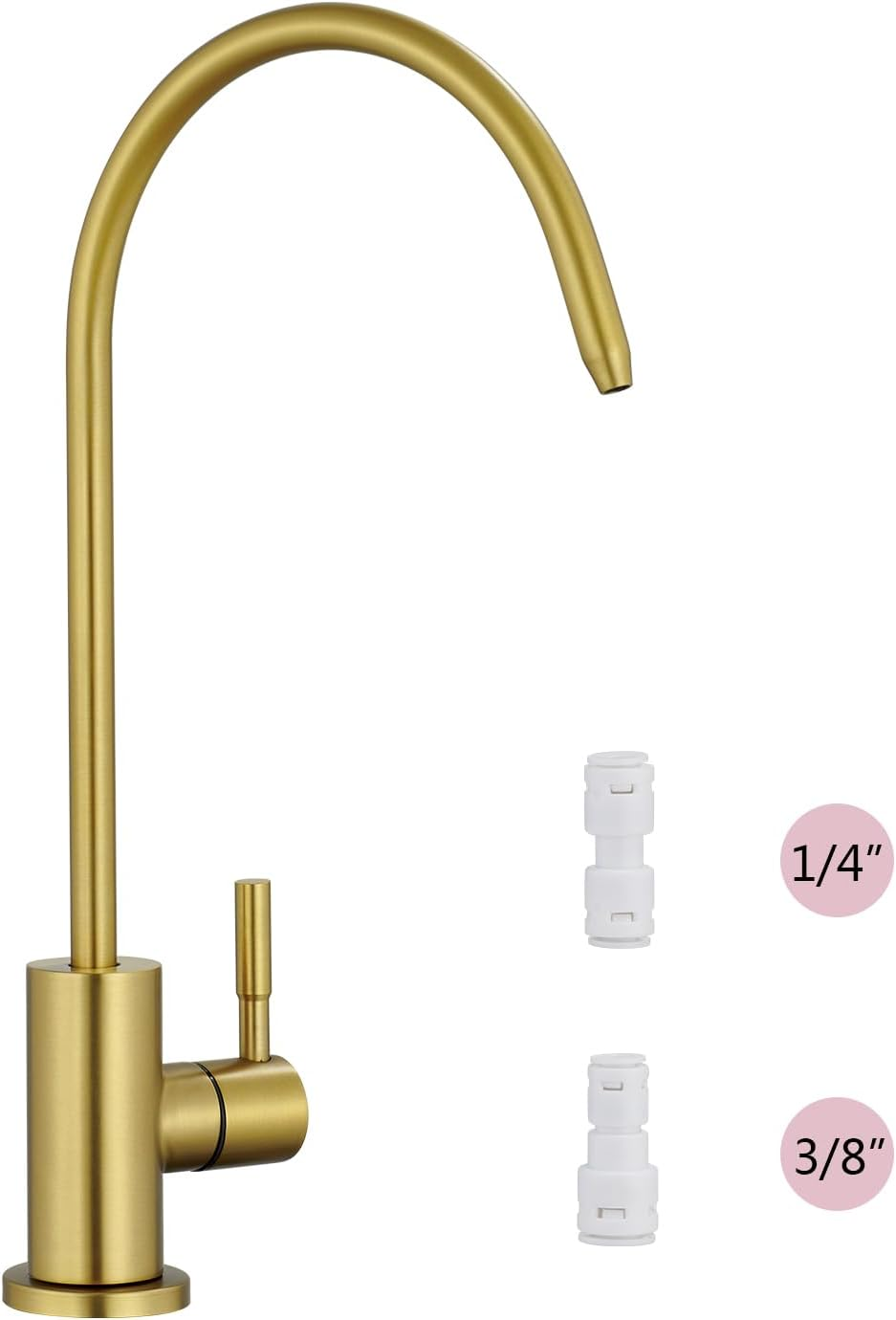 Tohlar Drinking Water Faucet for Kitchen Sink, Gold Filtered Water Faucet Lead-Free Reverse Osmosis Faucet Water Filtration System 304 Stainless Steel, Brushed Gold Finish