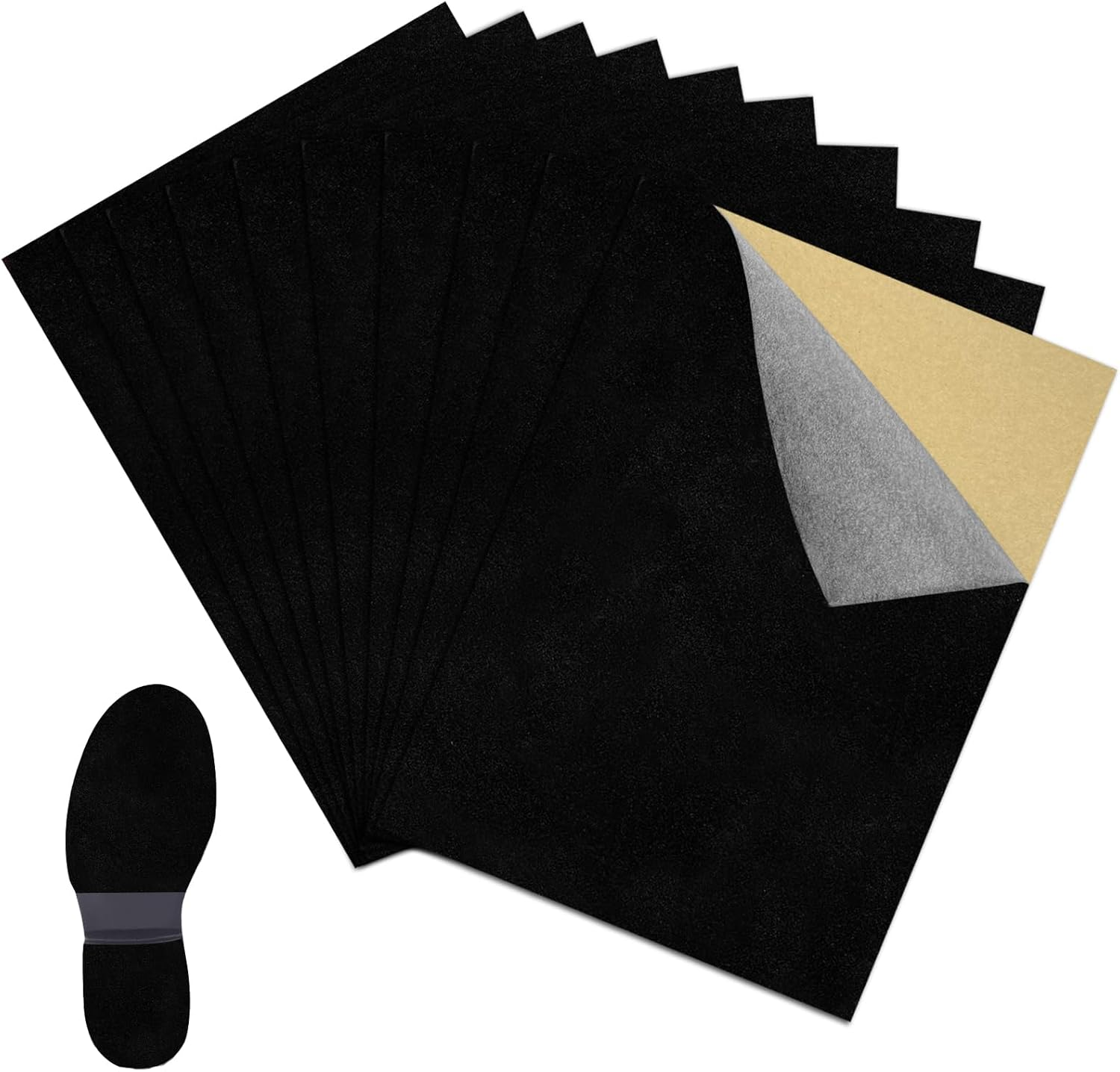 10 Pcs Stick-On Faux Suede Soles for Dance Shoes, 11.8”X8.3” Black Suede Sheets，Friction-Reducing to Easy Rotation and Sliding on Indoor Floors, Self Adhesive Replacement High Heeled Shoes
