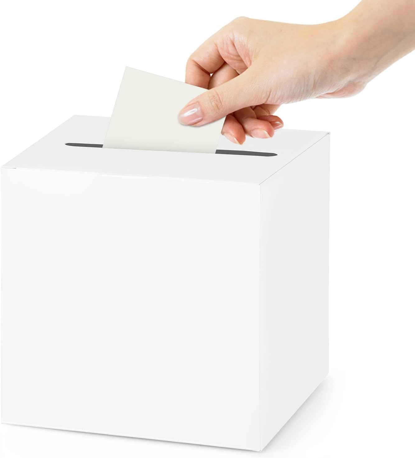 White Card Box Wedding Favors Post Box Cardboard Receiving Money Box Holder for Wedding Reception, Baby Showers, Anniversary, Birthday Party, Graduation Table Centerpiece Decorations