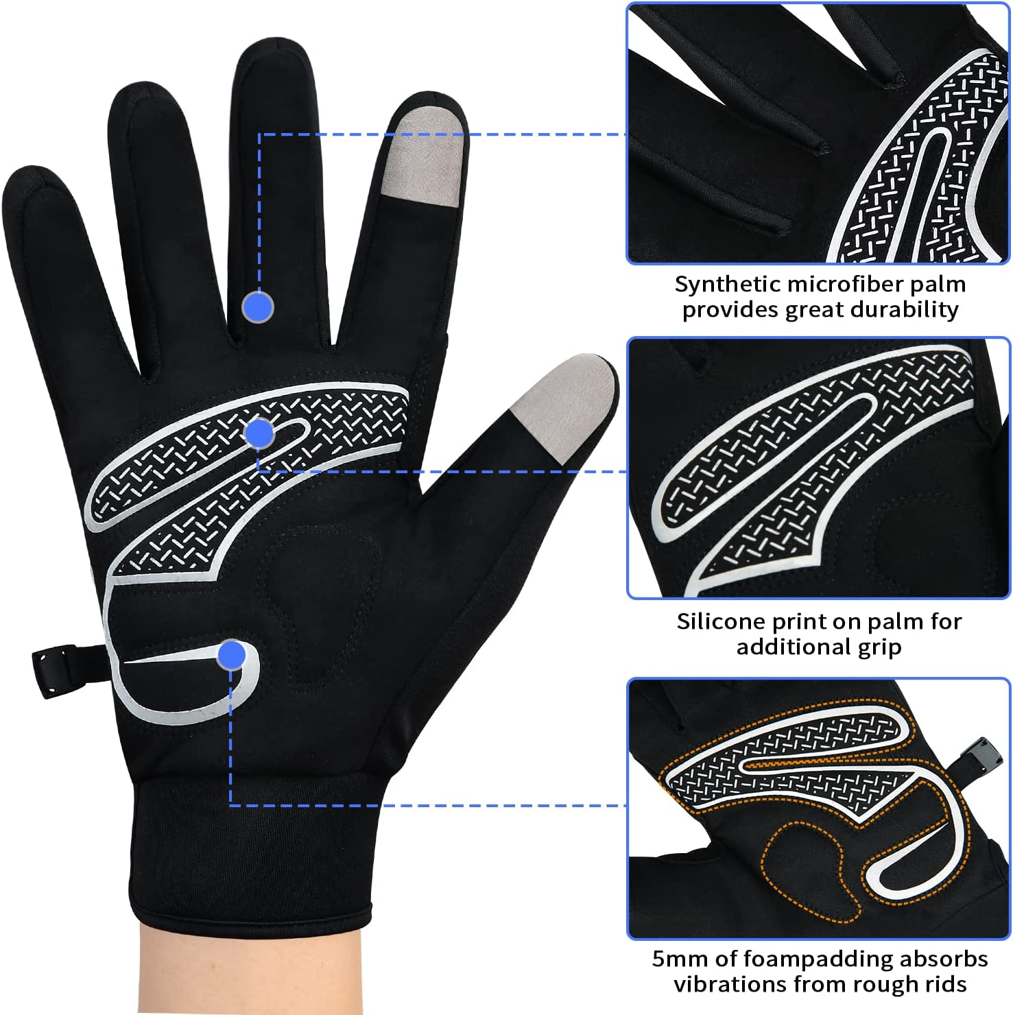 SOUKE Winter Cycling Gloves Men Women Thermal Touch Screen Padded Bike Gloves... - Picture 6 of 14