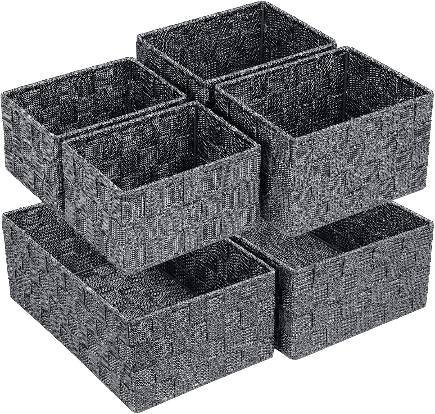 Cestas De Almacenamiento Tejidas Para Organizacion Juego De 6 Gris Oscuro