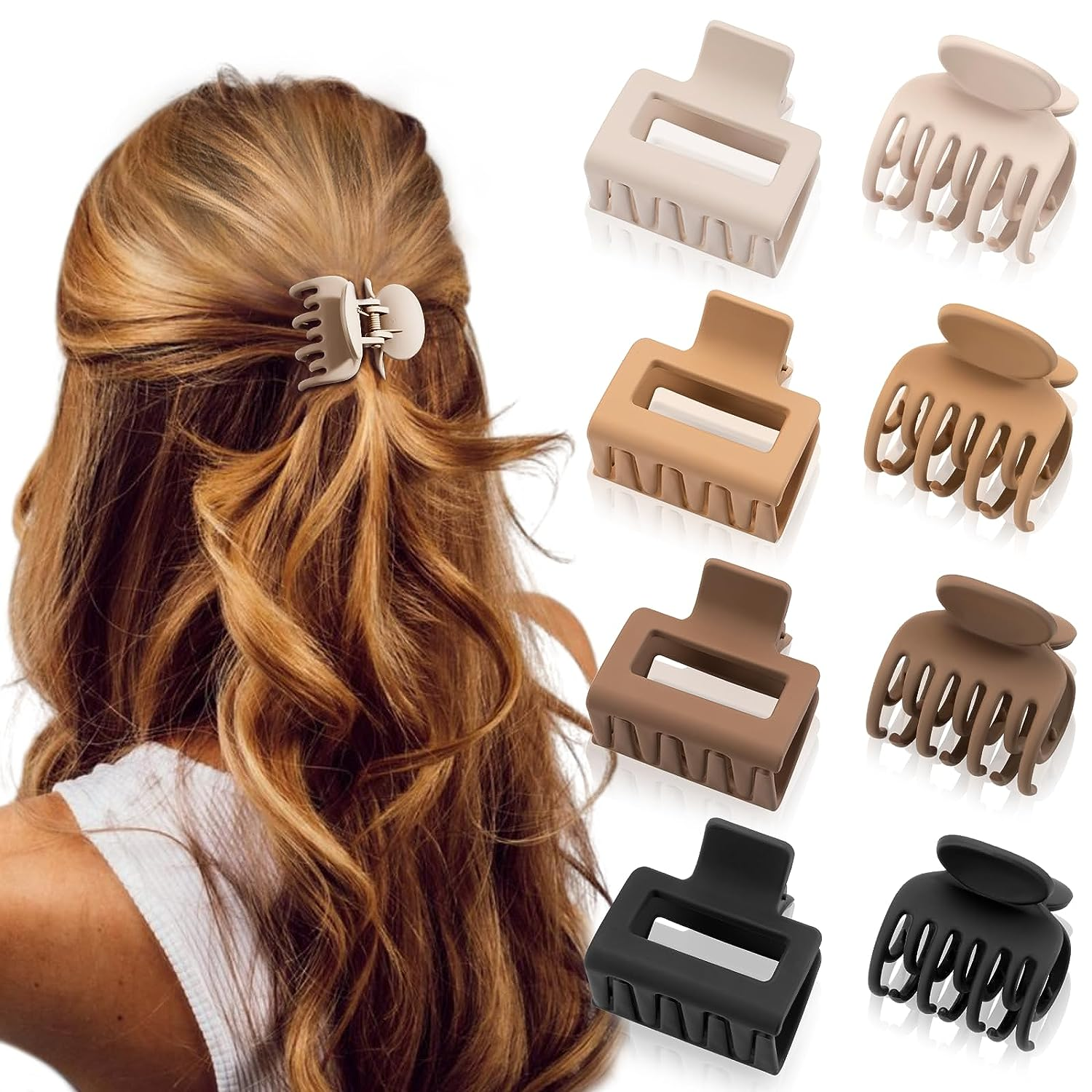 Matte Rectangle Claw Hair Clips Set (4PCS)
