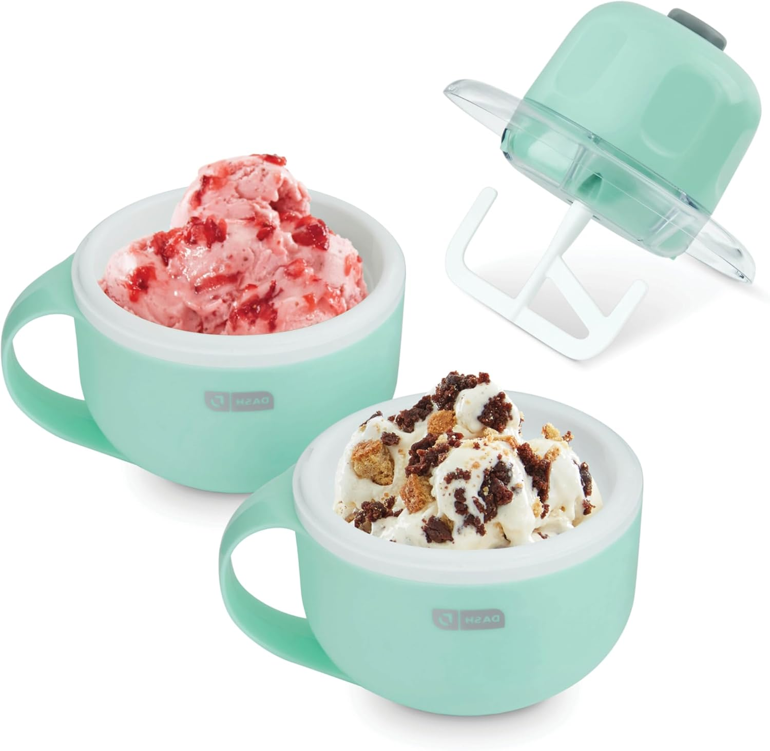 My Mug Ice Cream Maker - Makes Single Serving of Gelato, Frozen Yogurt, Sorbet & More - Easy to Clean & Use - Aqua, 2 Bowls