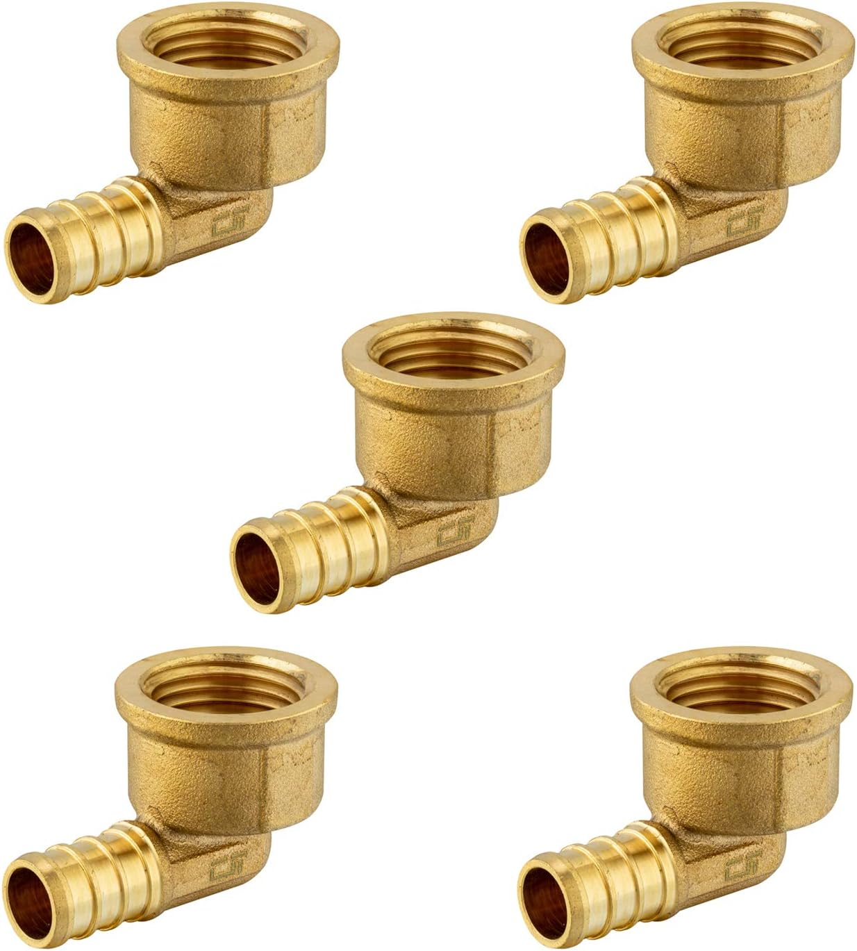 5-Pack of 1/2" Brass Female NPT Threaded Elbow Adapter Fittings