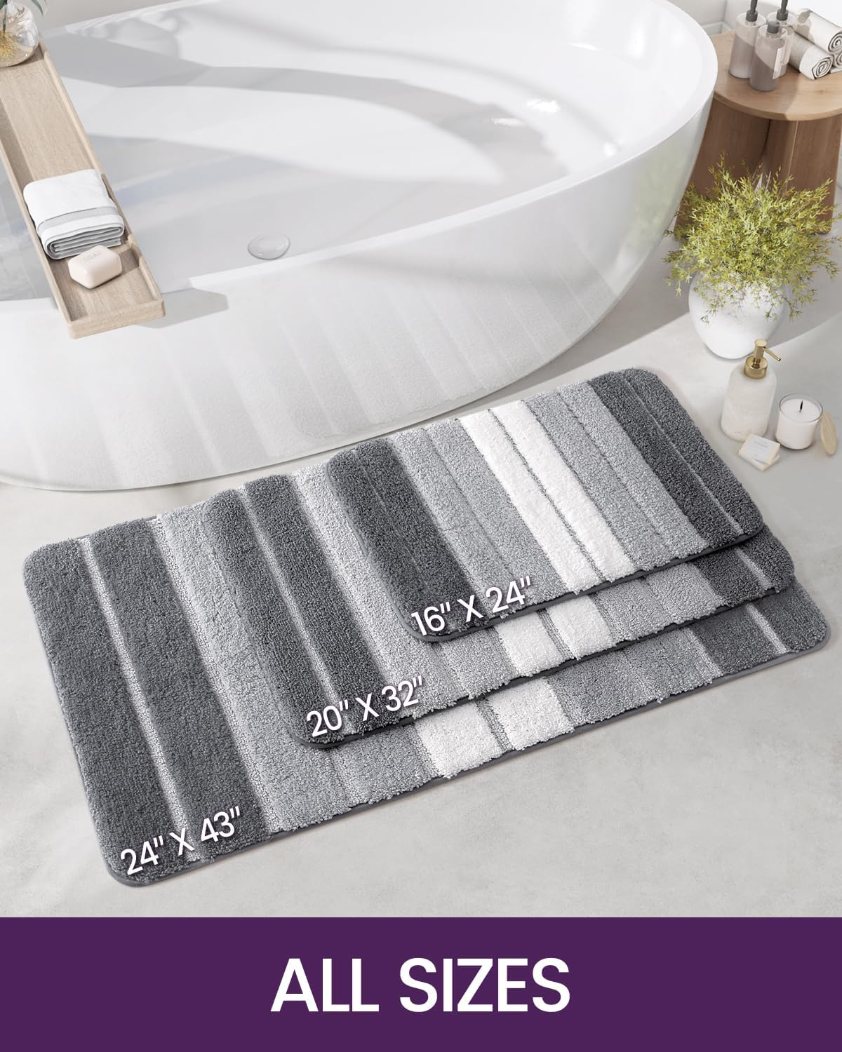 DEXI Bath Mat Bathroom Rug Absorbent Non-Slip Washable Shower Floor Mats Carp... - Picture 3 of 14