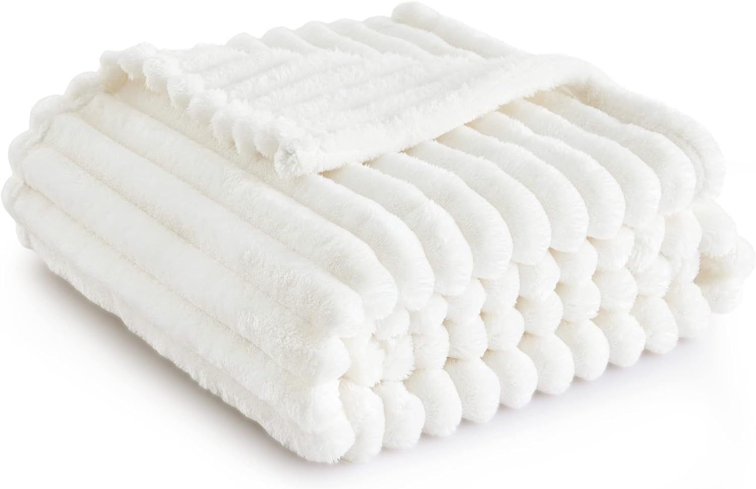 White Fleece Throw Blanket for Couch