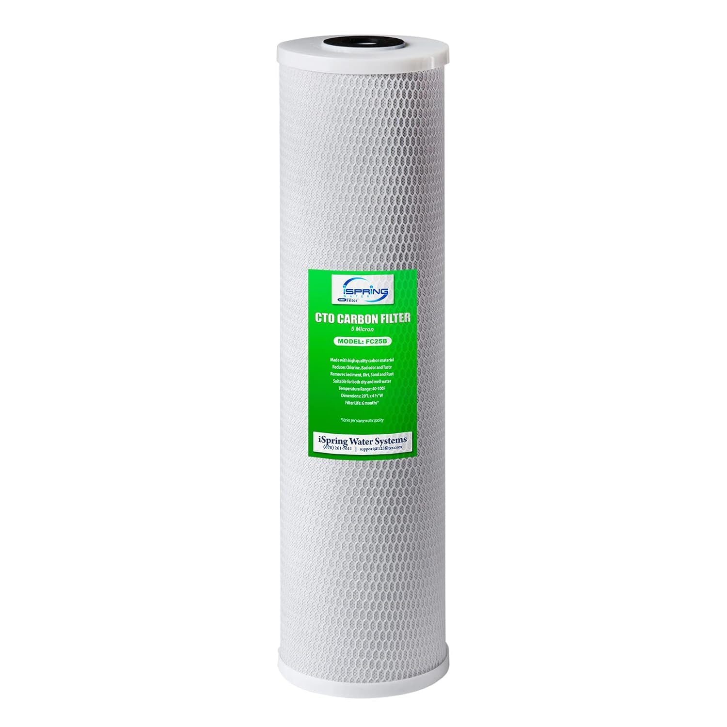 FC25B Whole House Water Filter, CTO Carbon Block, 20” X 4.5” for Sediment & Chlorine Removal