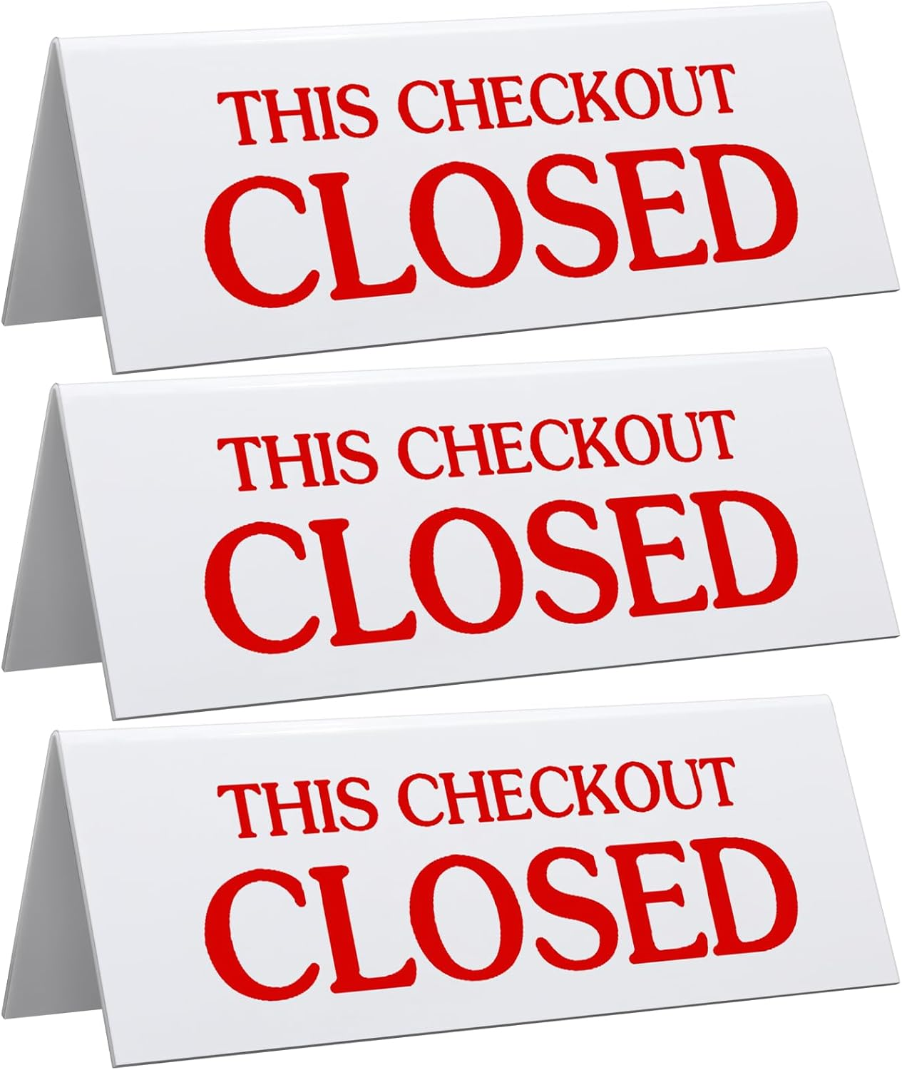 3 Pcs Checkout Closed Desk Sign 11 x 4 Inch Engraved Acrylic Tabletop Retail Counter Checkout Sign Double Sided for Offices, Shops, Banks, Stores, Dmv, Retail Business, Red White