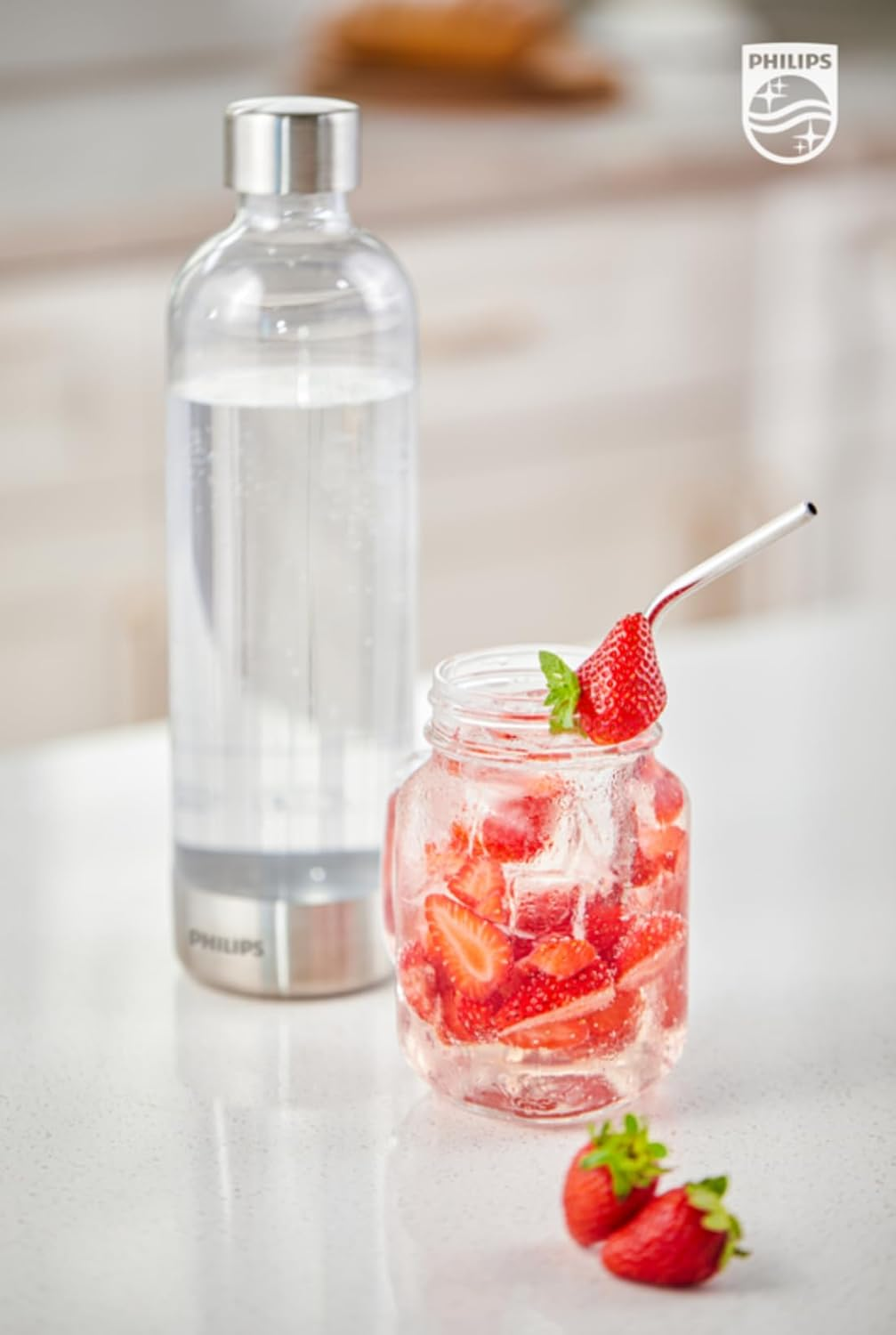 PHILIPS Carbonating Bottles, 1L Twin Pack Reusable PET Sparkling Water Bottle... - Picture 7 of 17