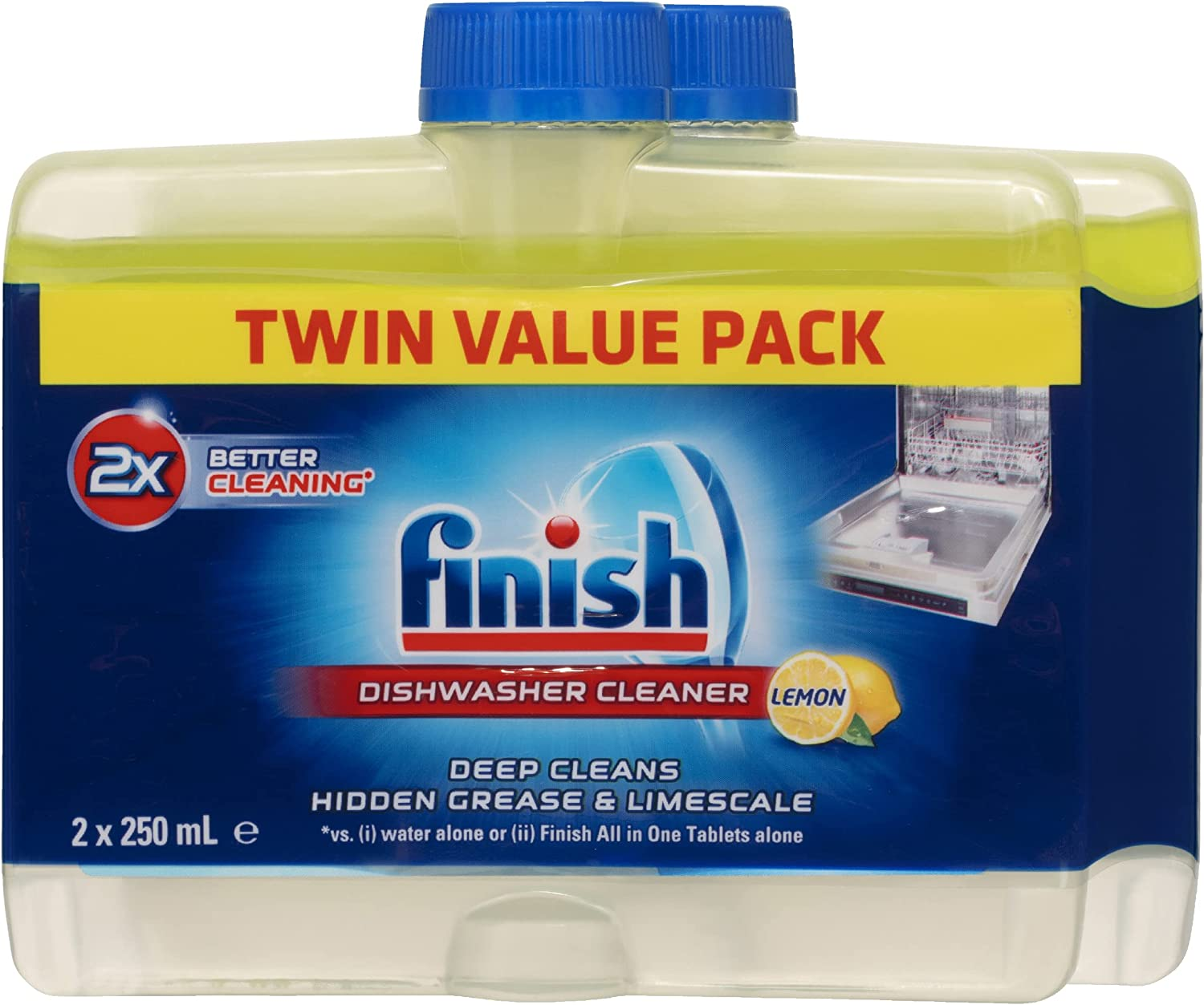 Finish Dishwasher Cleaner Liquid, Lemon Sparkle, 250mL (Pack of 6) - Picture 8 of 14