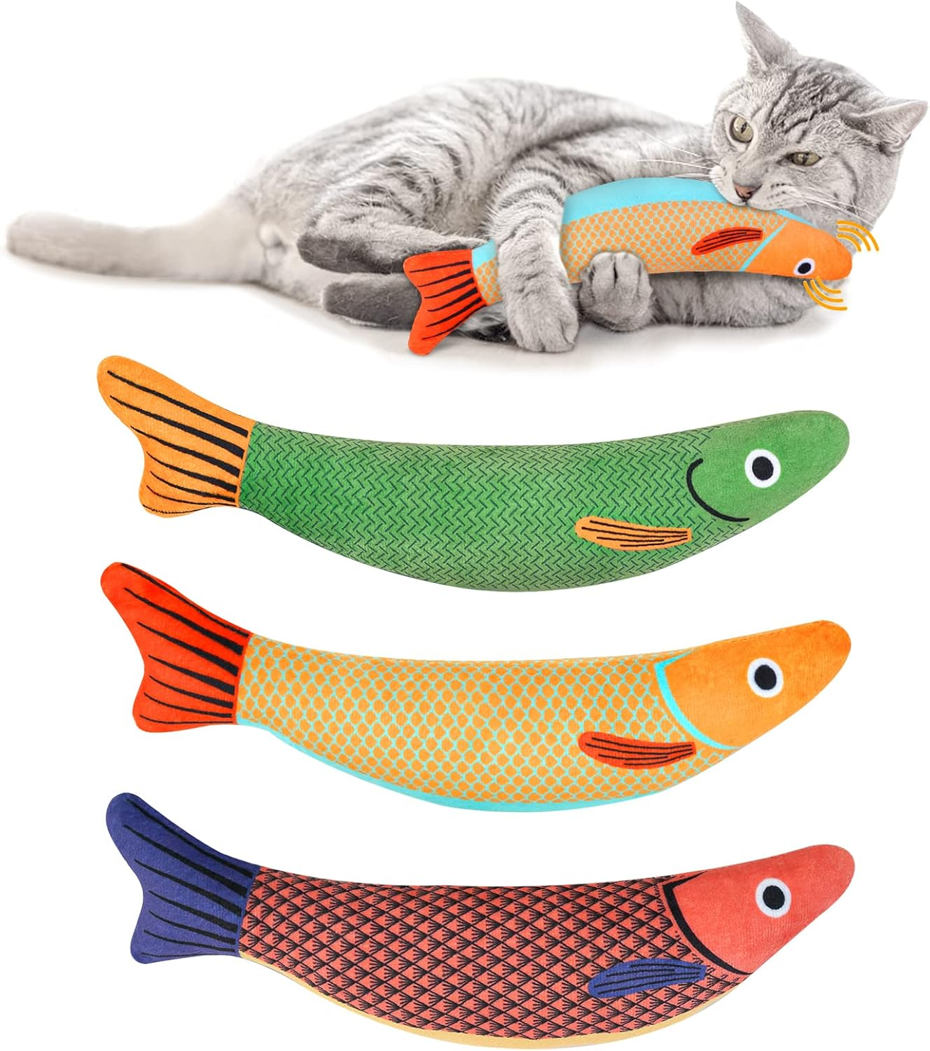 WONOWPA Catnip Toy, 3PCS Cat Chew Toys, Bite Resistant Catnip Toys with Bell ... - Picture 2 of 13