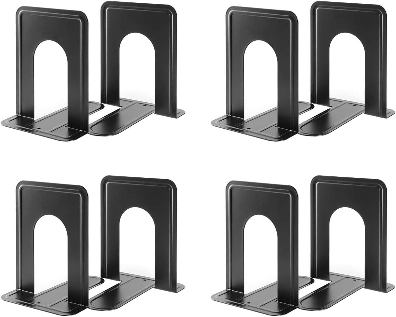 4 Pairs Heavy Duty Metal Book Ends for Shelves with Non-Slip Pads