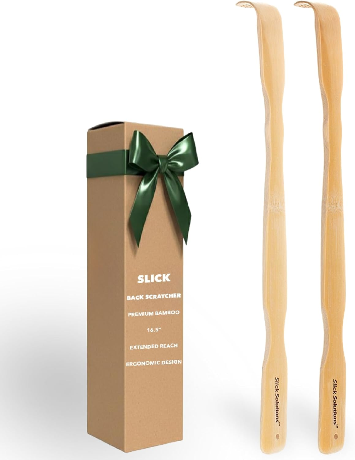 Slick- Bamboo Back Scratcher, 16.5”, 2 Pack, Wooden Back Scratcher Long Handle