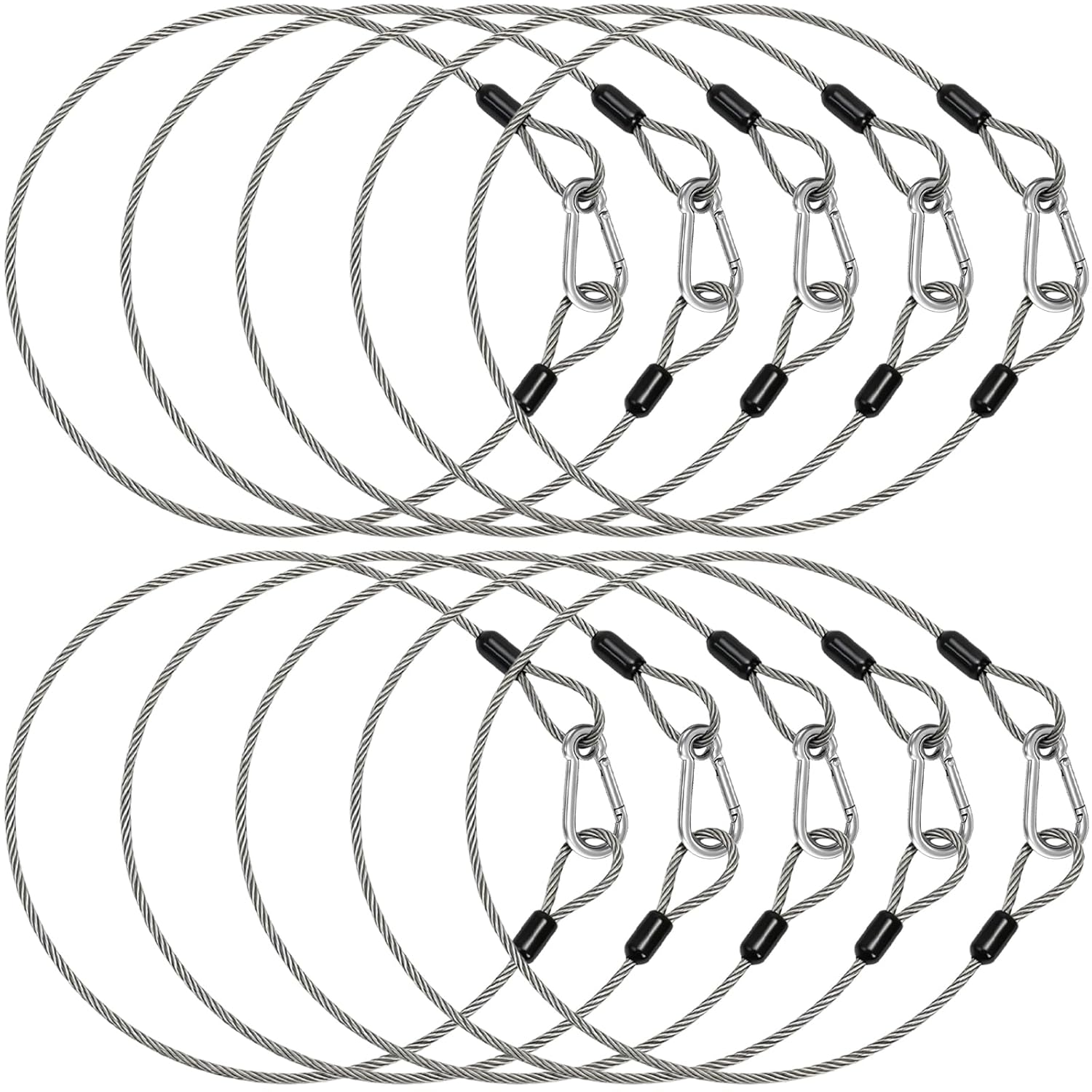10 Pack 2Ft Stage Light Safety Cables for Stage DJ Party Lights, 1/8