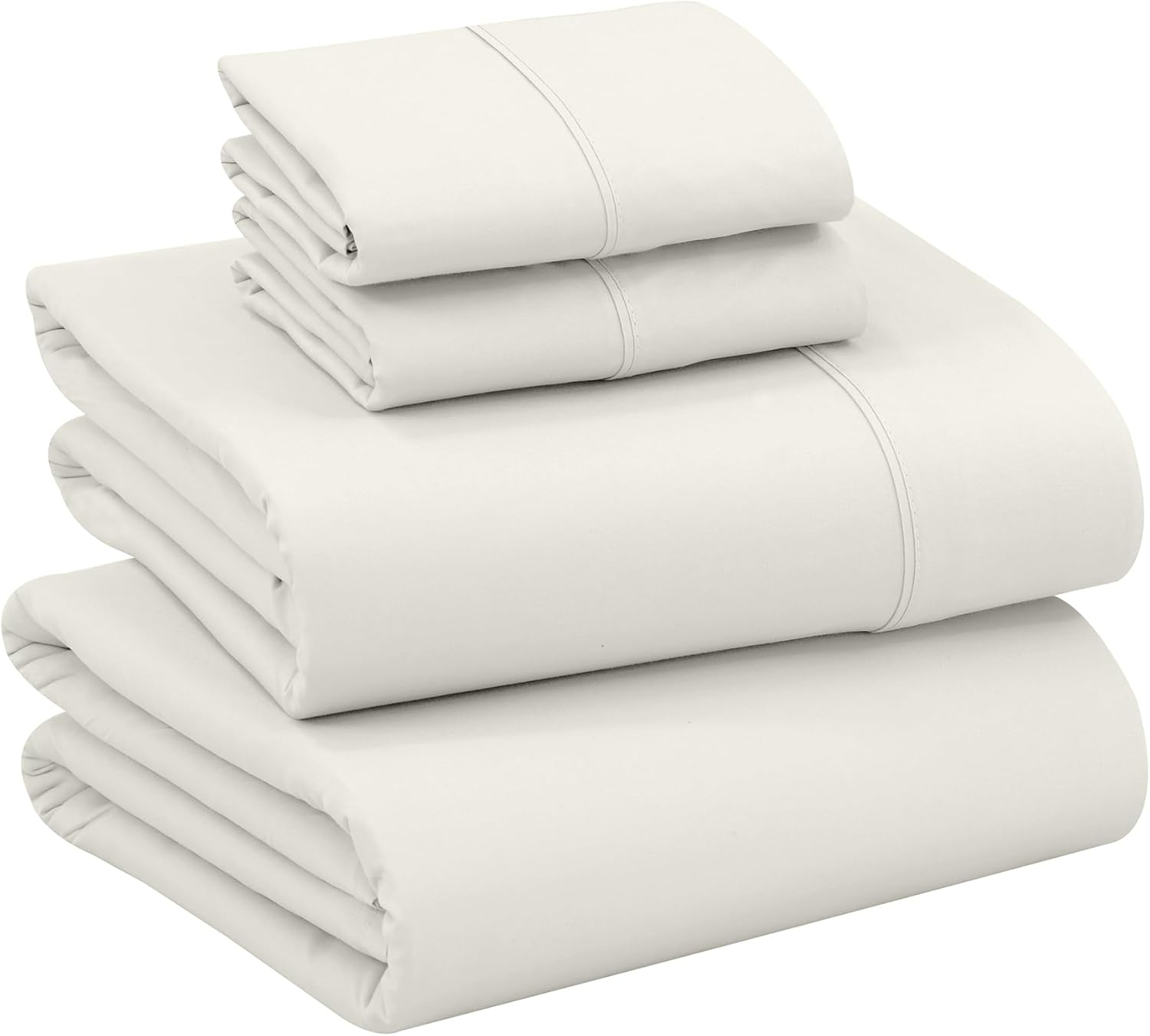 RUVANTI 100% Cotton Full Size Bed Sheets, 4 Pieces, Soft & Breathable Percale Weave Bedding, Deep Pocket 16