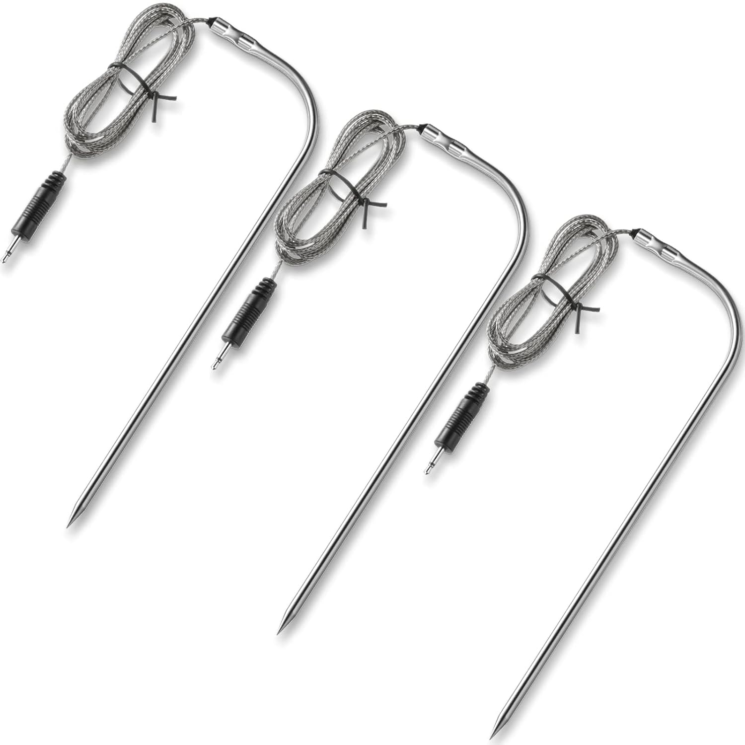 3 Pieces Meat Temperature Probe Thermometer Replacement for Grills and Smokers 2. 5 Mm Plug Temp Probes