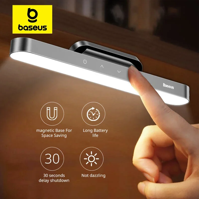 Night Light Hanging Magnetic LED Table Lamp Stepless Dimming Desk Lamp Rechargeable For Cabinet Bedroom Kitchen Light