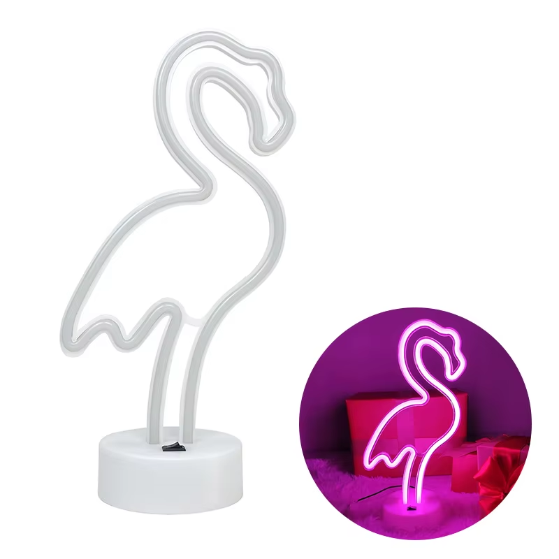 Flamingo Neon Signs Light LED Pink Wall Lamp Room Decor Battery/Usb Operated for Gift Children'S Bedroom Wedding Party Camping